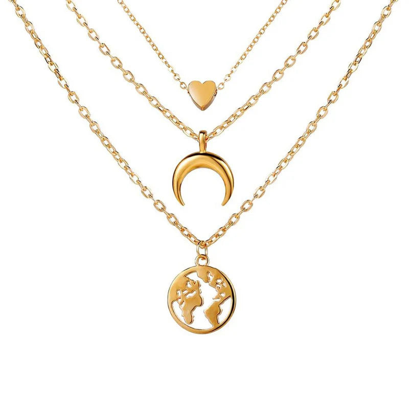 Pack of 7 Gold Layered Necklace Combo