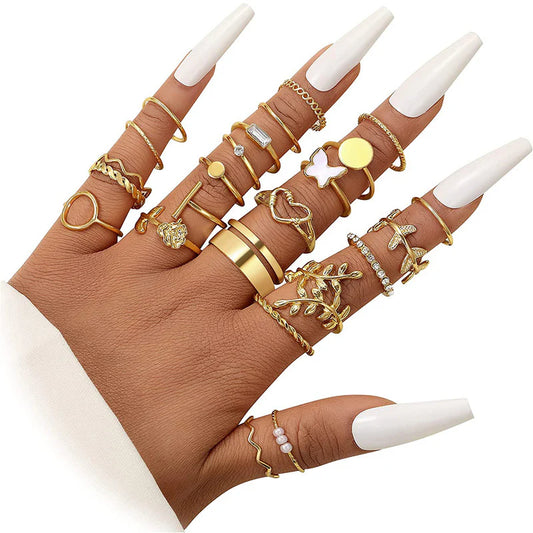 Set of 24 Sparkle Stone Gold Rings