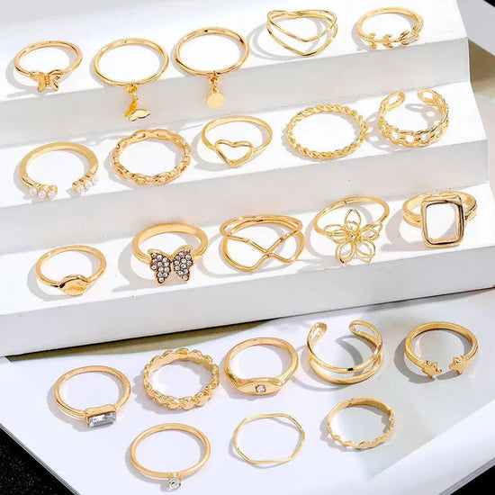 Pack Of 23 Piece Minimal Gold Ring Set