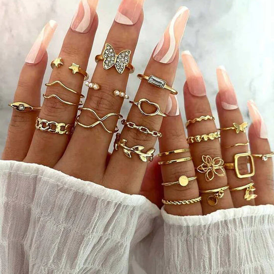Pack Of 23 Piece Minimal Gold Ring Set