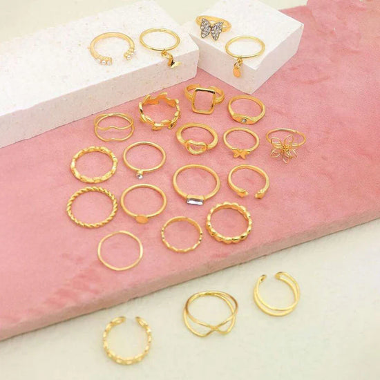Pack Of 23 Piece Minimal Gold Ring Set