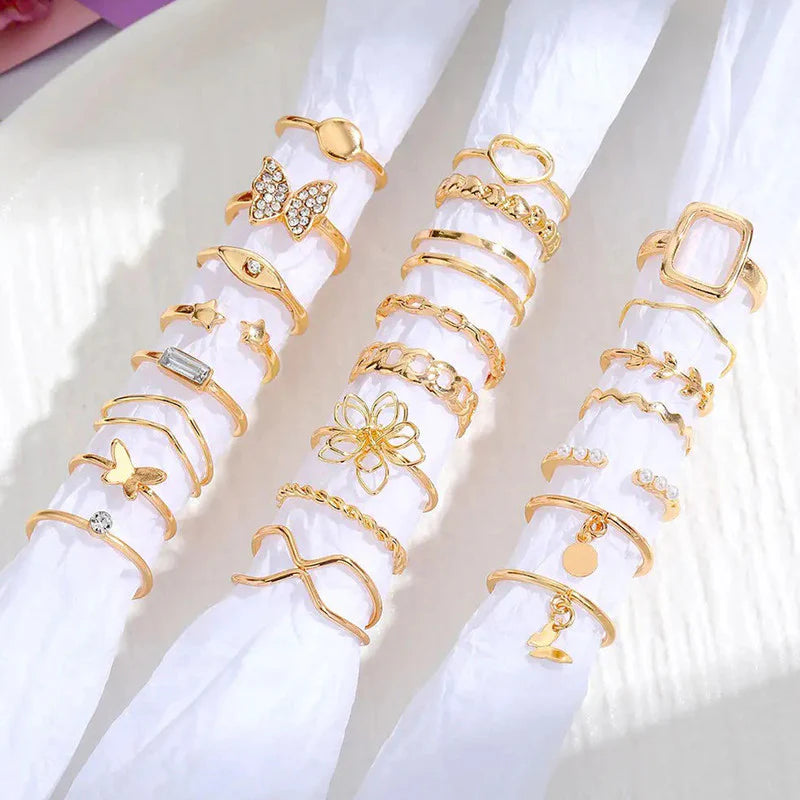 Pack Of 23 Piece Minimal Gold Ring Set