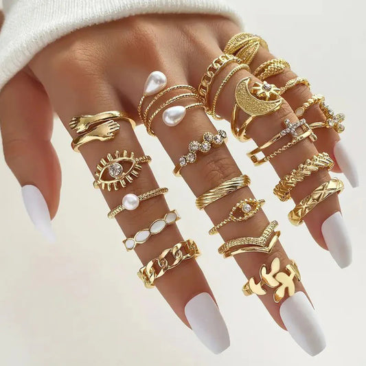 Anok Gold Stack Rings – Pack of 23