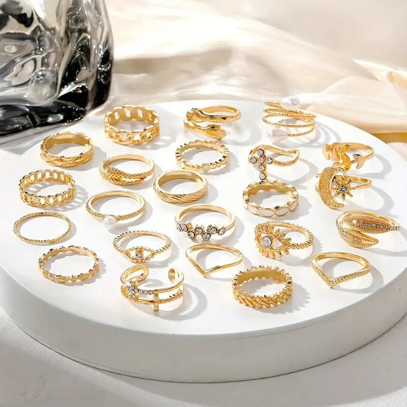 Anok Gold Stack Rings – Pack of 23
