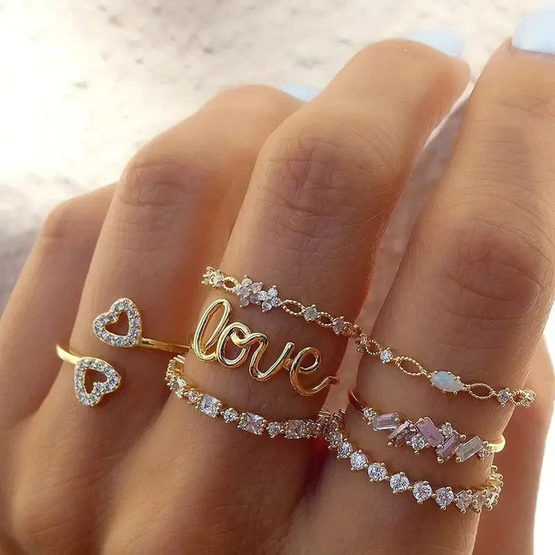 Mini Gold Stack Rings – 7 Piece Set