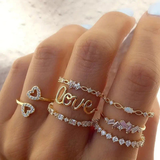 Mini Gold Stack Rings – 7 Piece Set