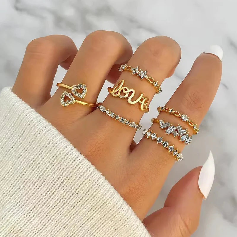 Mini Gold Stack Rings – 7 Piece Set
