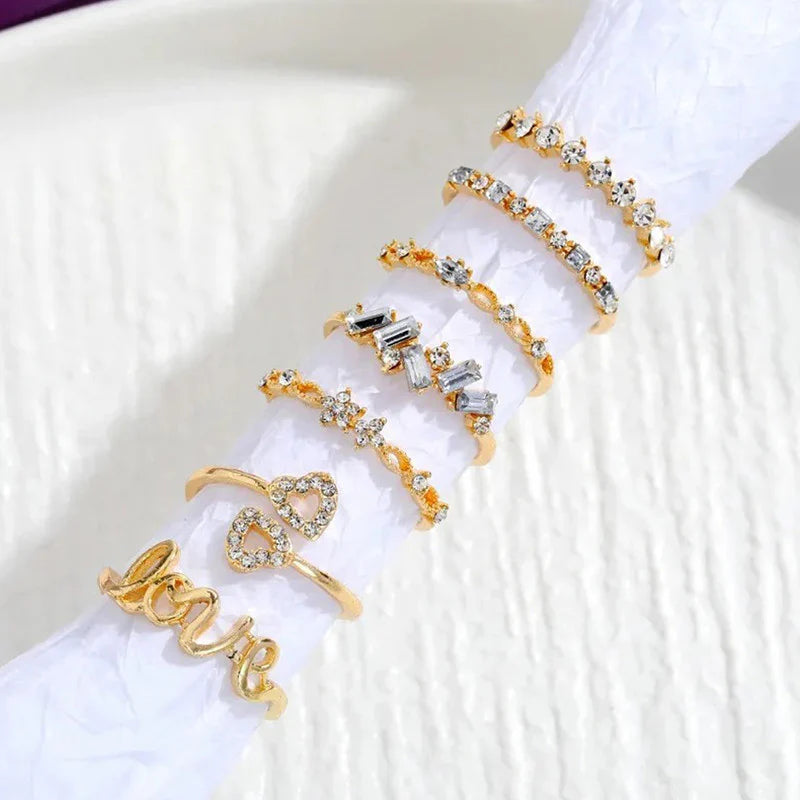 Mini Gold Stack Rings – 7 Piece Set