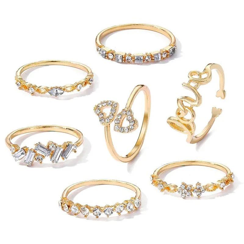 Mini Gold Stack Rings – 7 Piece Set