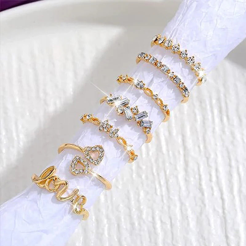 Mini Gold Stack Rings – 7 Piece Set