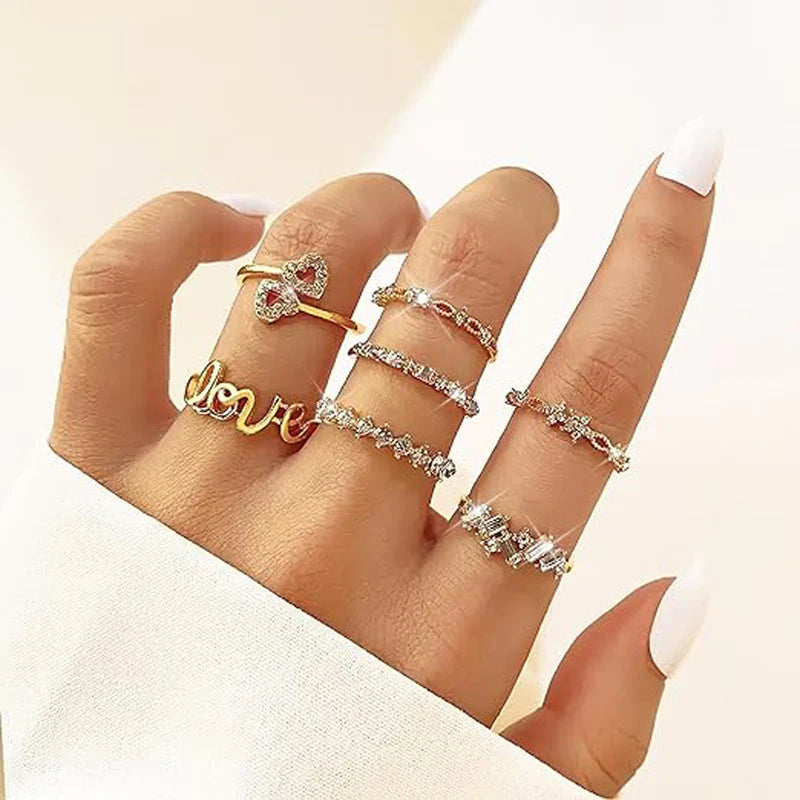 Mini Gold Stack Rings – 7 Piece Set