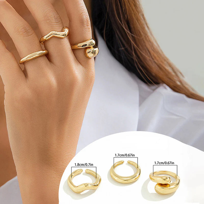 3-Piece Gold Stackable Ring Set