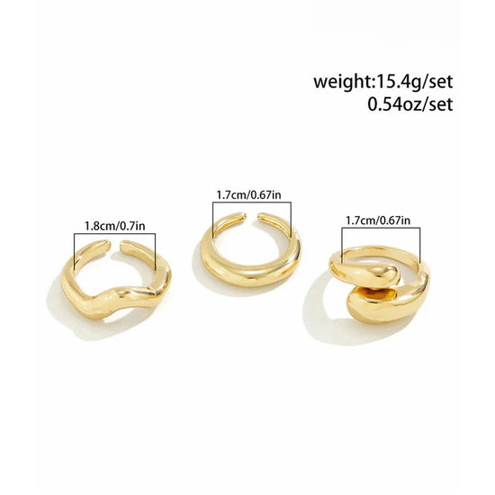 3-Piece Gold Stackable Ring Set