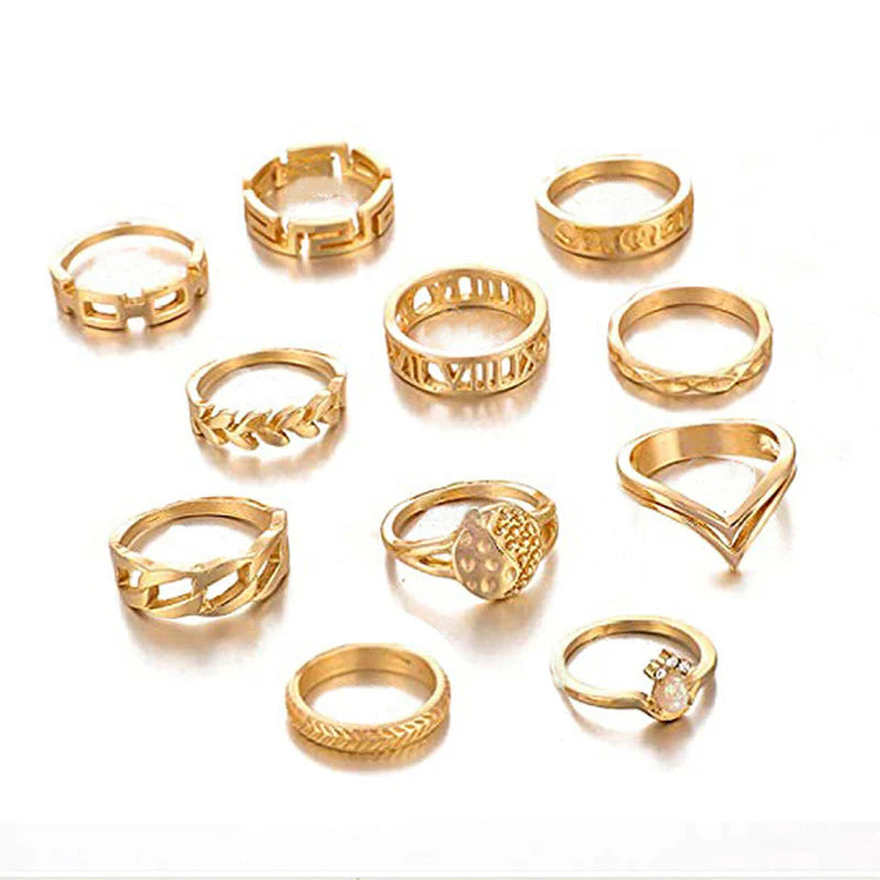 11-Piece Gold-Plated Stackable Rings