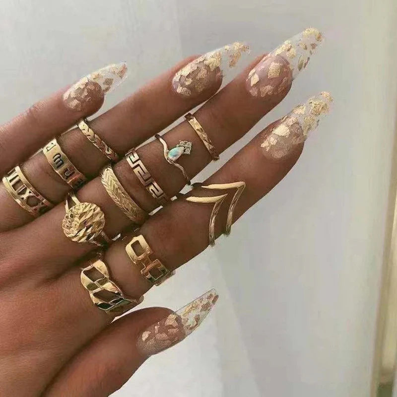 11-Piece Gold-Plated Stackable Rings