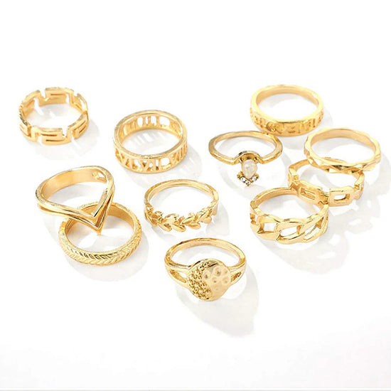 11-Piece Gold-Plated Stackable Rings