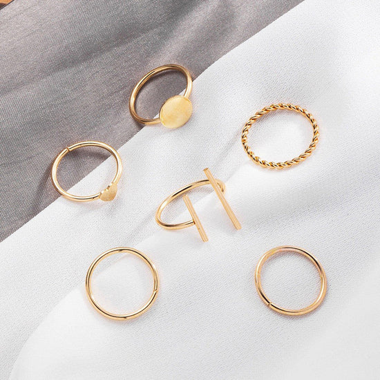 Luxe Gold Toned Stack Rings (Set of 6)