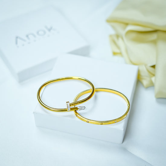 Stackable Gold combo Bracelet (Set of 2)