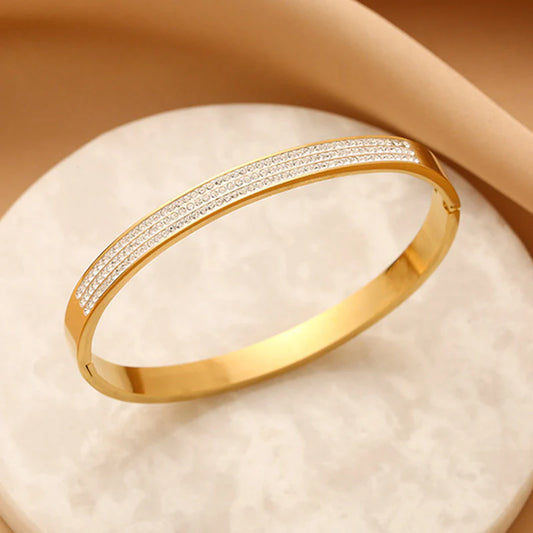 Contemporary Diamond Triple Bracelet (Anti-Tarnish)