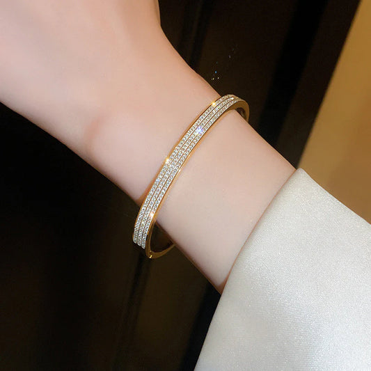 Contemporary Diamond Triple Bracelet (Anti-Tarnish)