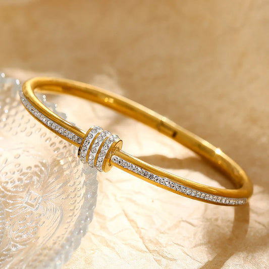 Stellar Gold-Plated AD Bangle (Anti-Tarnish)