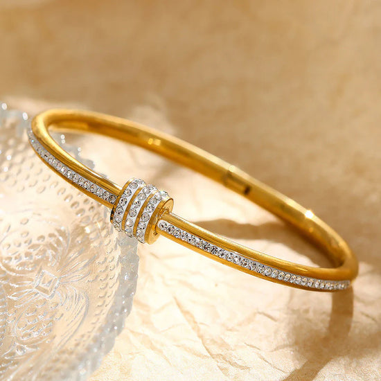 Stellar Gold-Plated AD Bangle (Anti-Tarnish)