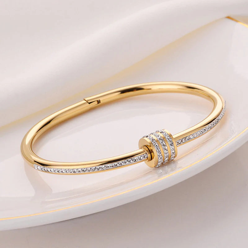 Stellar Gold-Plated AD Bangle (Anti-Tarnish)