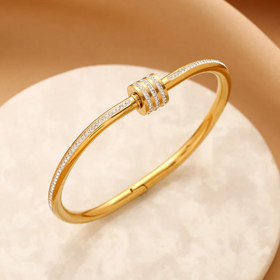 Stellar Gold-Plated AD Bangle (Anti-Tarnish)
