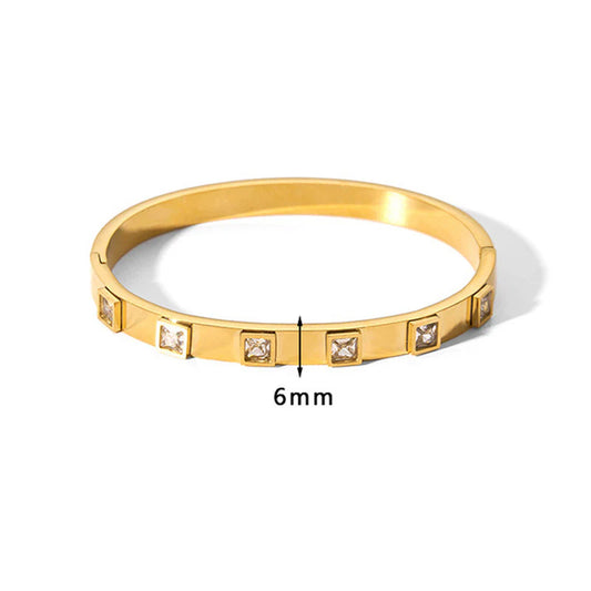 Luxe Square Diamond Gold Bracelet (Anti-Tarnish)