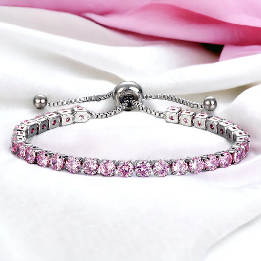 Pink Matrix CZ Tennis Bracelet (Anti-Tarnish)