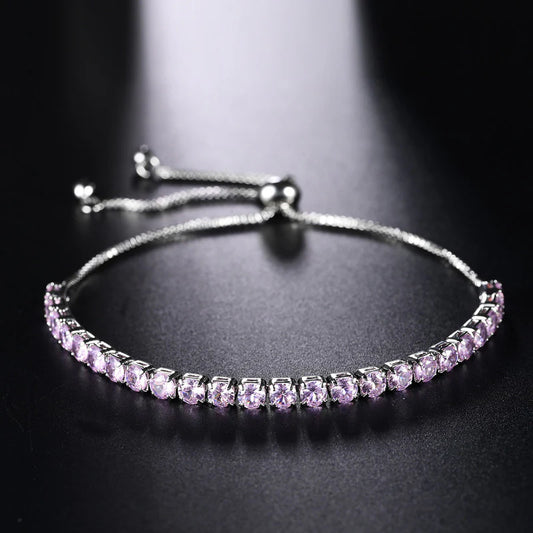 Pink Matrix CZ Tennis Bracelet (Anti-Tarnish)